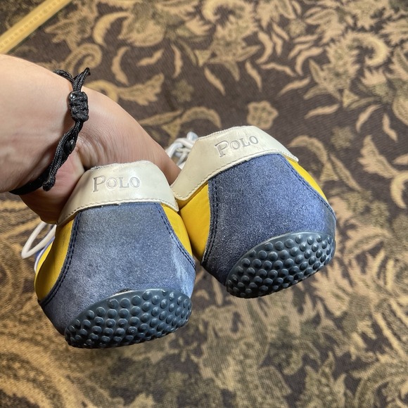 Vtg 90s Polo Ralph Lauren Nylon Suede Mens Shoes Size 13 Blue Yellow Thin - Picture 5 of 10